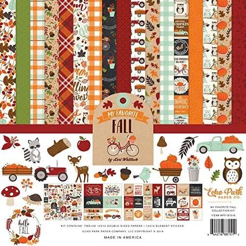 Echo Park Paper Company My Favorite Fall Collection Kit paper, orange, red, teal, black, green, tan in Saudi Arabia