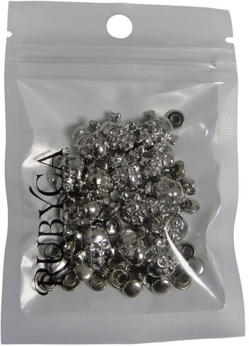 RUBYCA 30 Sets Gold Color Skull Cross-Bone Rapid Rivets Spike and Studs Metal Spots Double Cap DIY Leather-craft in Saudi Arabia