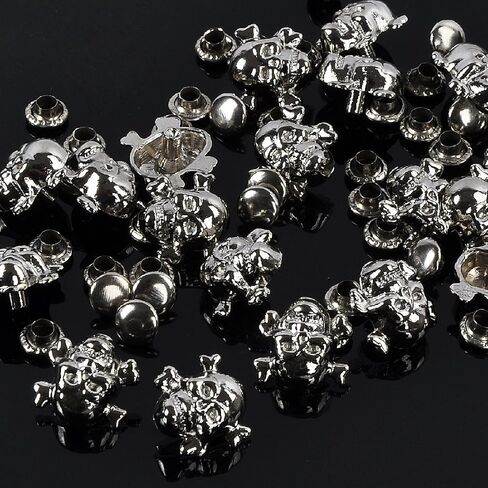 RUBYCA 30 Sets Gold Color Skull Cross-Bone Rapid Rivets Spike and Studs Metal Spots Double Cap DIY Leather-craft in Saudi Arabia