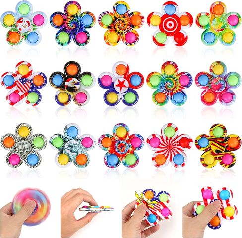 MEIEST 15 حزمة من ألعاب البوب ​​فيدجيت سبينر، لعبة بسيطة ملونة لتخفيف التوتر واليد الحسية، ألعاب فيدجيت كبيرة الحجم للحفلات، ألعاب مكتب مكتب مضادة للقلق in Kuwait