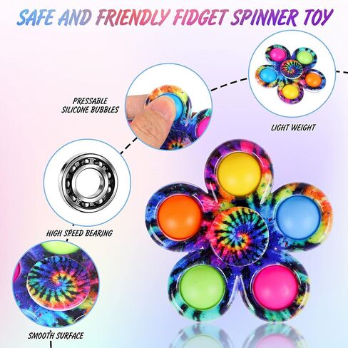 MEIEST 15 حزمة من ألعاب البوب ​​فيدجيت سبينر، لعبة بسيطة ملونة لتخفيف التوتر واليد الحسية، ألعاب فيدجيت كبيرة الحجم للحفلات، ألعاب مكتب مكتب مضادة للقلق in Kuwait