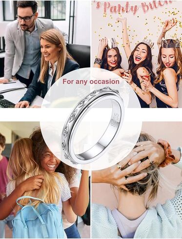 حلقة FOCALOOK من الفضة الإسترليني عيار 925 تململ سبينر للقلق للنساء منقوشة عين الشر/خاتم سلتيك مضاد للإجهاد مقاس 5-12 in Kuwait