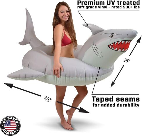 GoFloats 'Great White Bite' Shark Pool Float Party Tube - Inflatable Rafts, Adults & Kids in Kuwait