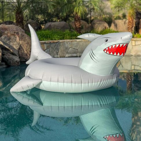 GoFloats 'Great White Bite' Shark Pool Float Party Tube - Inflatable Rafts, Adults & Kids in Kuwait