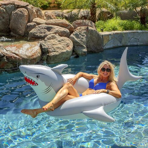 GoFloats 'Great White Bite' Shark Pool Float Party Tube - Inflatable Rafts, Adults & Kids in Kuwait