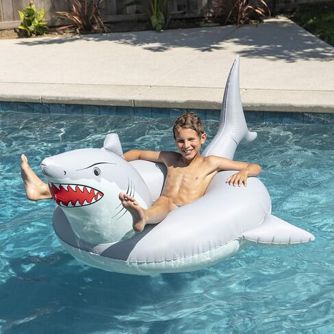 GoFloats 'Great White Bite' Shark Pool Float Party Tube - Inflatable Rafts, Adults & Kids in Kuwait