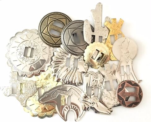 Conchos Grab Bag! Western Styles, Mixed Shapes and Sizes, Slotted; 100 Pieces in Saudi Arabia