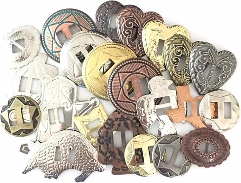 Conchos Grab Bag! Western Styles, Mixed Shapes and Sizes, Slotted; 100 Pieces in Saudi Arabia