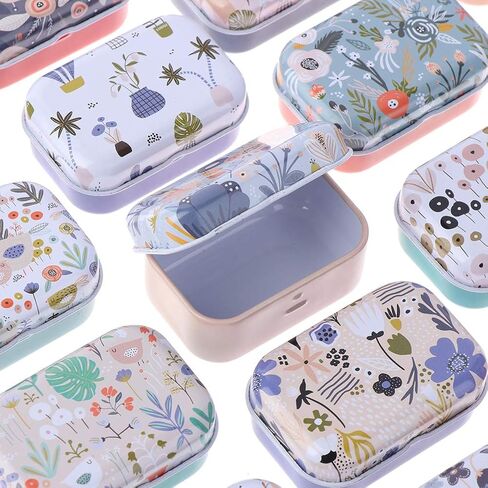 علبة صغيرة من الحديد من القصدير مستطيلة الشكل لتخزين العملات المعدنية والحلوى والزهور مع غطاء للاغراض وسدادات الاذن والحبوب والخرز الصغير والاظافر وقطع المجوهرات (نمط عشوائي) 5 قطع in Kuwait