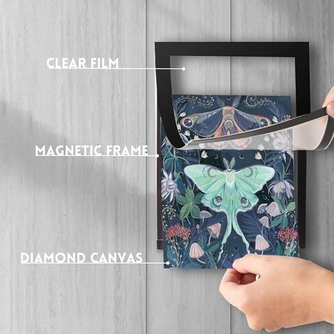 4 عبوات من إطارات الرسم الماسي، إطارات قماشية فنية للرسم الماسي مقاس 12 بوصة × 16 بوصة، 30 × 40 سم إطار فني مغناطيسي ماسي ذاتي اللصق، إطارات لباب نافذة الحائط باللون الأسود (4 قطع 30 × 40 سم) in Saudi Arabia