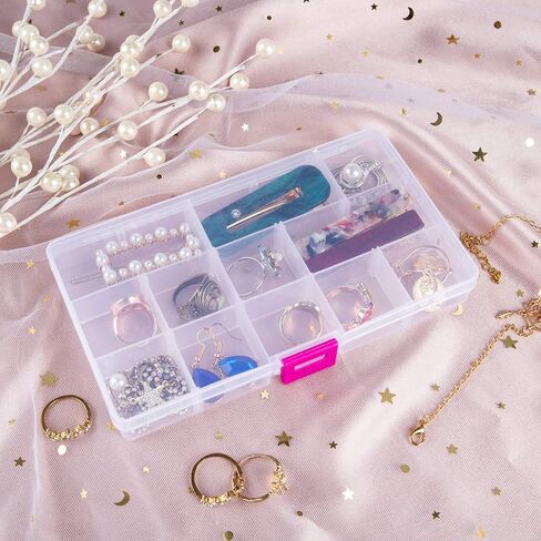 اس جي اتش يو او صندوق منظم مجوهرات بلاستيكي صغير شفاف مكون من 6 قطع مكون من 15 شبكة in Kuwait