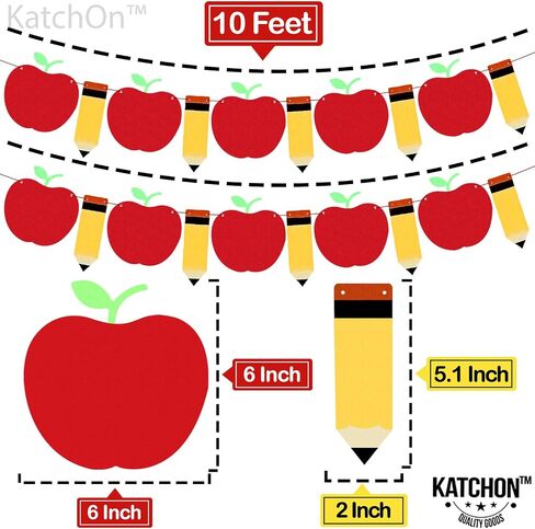 KatchOn، إكليل العودة إلى المدرسة - كبير، 10 أقدام، بدون DIY | إكليل قلم التفاح لديكورات التفاح للفصل الدراسي | لافتة العودة إلى المدرسة، ديكورات العودة إلى المدرسة للفصل الدراسي | ديكور أبل in Saudi Arabia