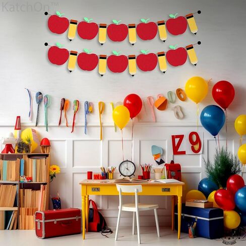 KatchOn، إكليل العودة إلى المدرسة - كبير، 10 أقدام، بدون DIY | إكليل قلم التفاح لديكورات التفاح للفصل الدراسي | لافتة العودة إلى المدرسة، ديكورات العودة إلى المدرسة للفصل الدراسي | ديكور أبل in Saudi Arabia