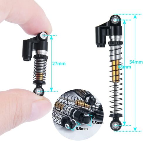 1/24th 48mm RC Car Shocks Aluminum Alloy Absorber Damper for All AXIAL SCX24 AXI90081 Deadbolt AXI00005/AXI00006 (Black) in Saudi Arabia