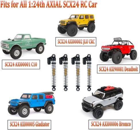 1/24th 48mm RC Car Shocks Aluminum Alloy Absorber Damper for All AXIAL SCX24 AXI90081 Deadbolt AXI00005/AXI00006 (Black) in Saudi Arabia