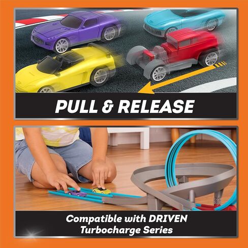 Driven by Battat – Turbocharge Pullback Vehicles – Toy Set with 4 Cars – Race Car Toys and Playsets for Kids – Toy Pull-Back Cars – 3 Years + – Turbocharge - Stock Cars (4 Pack) in Kuwait