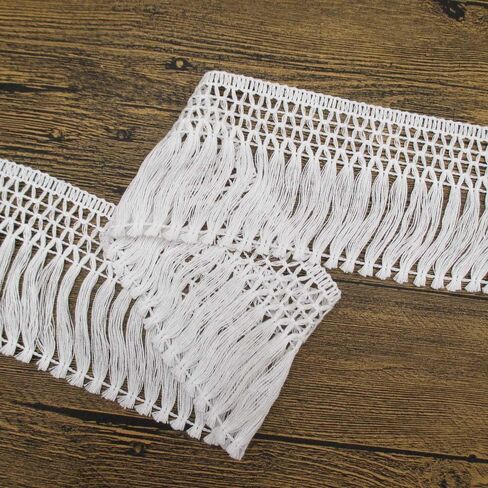 تريمس كرافت شراشيب دانتيل بيضاء بعرض 4 انش لتزيين الفساتين والتنورة والستائر وديكور المنزل والحرف اليدوية التي تصنعها بنفسك بطول 5 ياردة in Kuwait