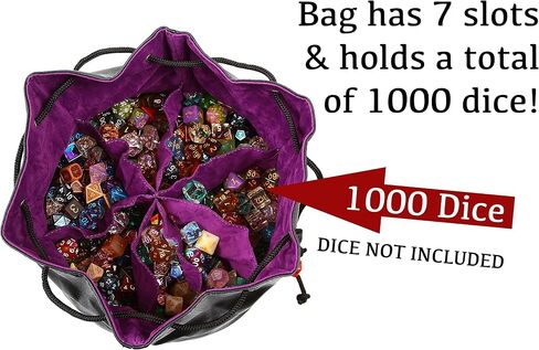 حقيبة Forged Dice Co. من حقيبة النرد التي لا نهاية لها - تحمل أكثر من 1000 نرد متعدد السطوح - حقيبة تخزين النرد مع 7 جيوب - مثالية للنرد بالجملة - جلد تنين قوس قزح in Kuwait