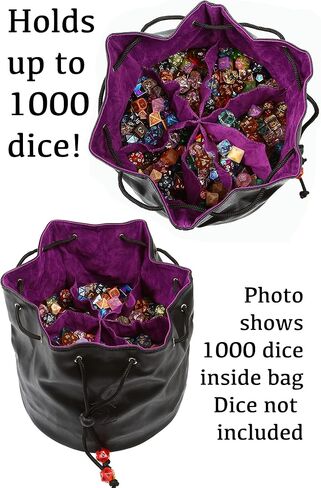 حقيبة Forged Dice Co. من حقيبة النرد التي لا نهاية لها - تحمل أكثر من 1000 نرد متعدد السطوح - حقيبة تخزين النرد مع 7 جيوب - مثالية للنرد بالجملة - جلد تنين قوس قزح in Kuwait