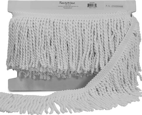Trims by the Yard 6" Cotton Bullion Fringe Trim, White (Sold by the Yard) in Saudi Arabia