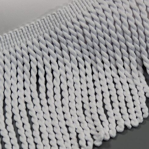 Trims by the Yard 6" Cotton Bullion Fringe Trim, White (Sold by the Yard) in Saudi Arabia