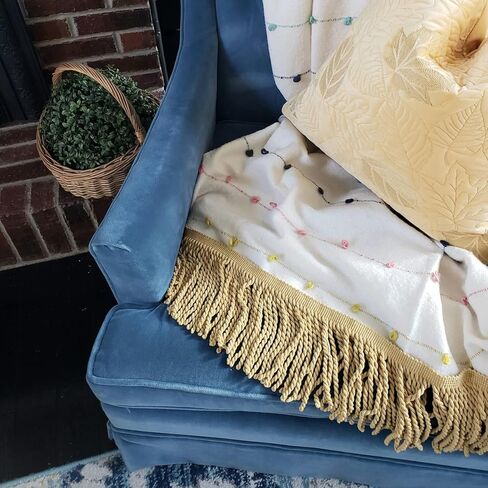 Trims by the Yard 6" Cotton Bullion Fringe Trim, White (Sold by the Yard) in Saudi Arabia