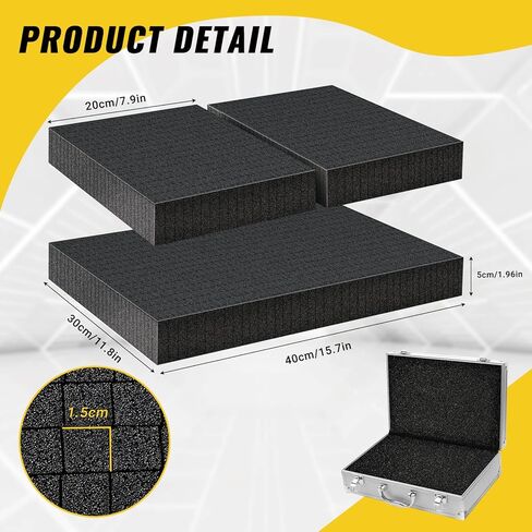 HolyMaji Pick and Pluck Pre Cubed Foam, 2 Pcs High Density Customizable Pick Apart Foam Insert, Pre Cutted Case Foam Pads for Board Game Tool Interlock Box Camera Storage Drawer, 16 x 12 x 2 inches in Kuwait