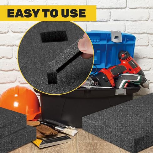 HolyMaji Pick and Pluck Pre Cubed Foam, 2 Pcs High Density Customizable Pick Apart Foam Insert, Pre Cutted Case Foam Pads for Board Game Tool Interlock Box Camera Storage Drawer, 16 x 12 x 2 inches in Kuwait