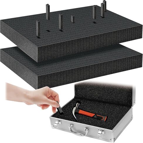 HolyMaji Pick and Pluck Pre Cubed Foam, 2 Pcs High Density Customizable Pick Apart Foam Insert, Pre Cutted Case Foam Pads for Board Game Tool Interlock Box Camera Storage Drawer, 16 x 12 x 2 inches in Kuwait