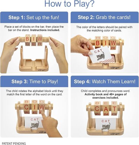 Spinning Speller - Expansion Pack - Wooden Spelling Game - Frustration-Free Montessori Learning Letters Educational Games for Kids - Combines ABC Blocks Puzzle & Flashcards into Easy Fun Activity in Saudi Arabia