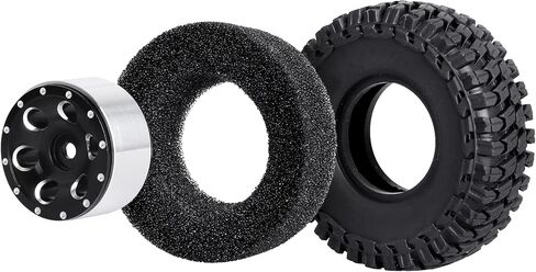 Hobbypark 4pcs 1.0 Beadlock Wheels and Tires Metal Micro Crawler Tires with Brass Wheel Weights Extended Wheel Hubs for 1/24 RC Crawler Car Axial SCX24 Gladiator Bronco C10 Deadbolt Upgrades (Type A) in Saudi Arabia
