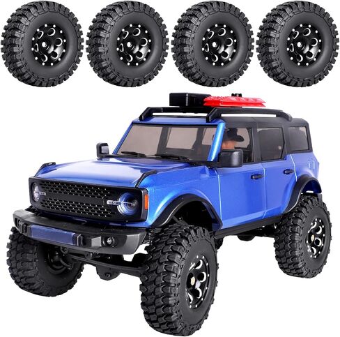 Hobbypark 4pcs 1.0 Beadlock Wheels and Tires Metal Micro Crawler Tires with Brass Wheel Weights Extended Wheel Hubs for 1/24 RC Crawler Car Axial SCX24 Gladiator Bronco C10 Deadbolt Upgrades (Type A) in Saudi Arabia