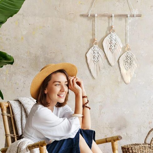 VUDECO DIY Three Leaves Macrame Kit for Beginners - 49 Yards 3 mm Macrame Supplies Cord Craft Kits for Adults Beginners Macrame Wall Hanging Kit Decor Macrame Kits Wall Hanging Macrame Accessories Set in Kuwait