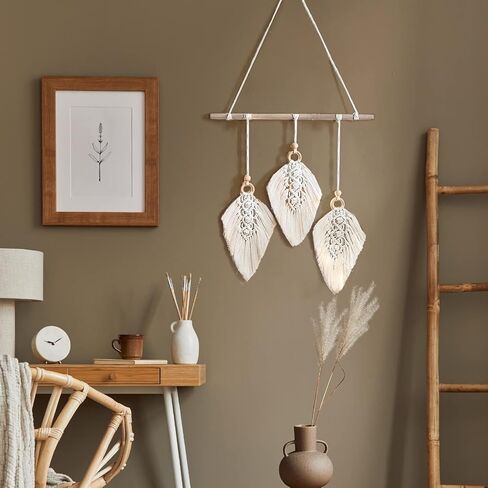 VUDECO DIY Three Leaves Macrame Kit for Beginners - 49 Yards 3 mm Macrame Supplies Cord Craft Kits for Adults Beginners Macrame Wall Hanging Kit Decor Macrame Kits Wall Hanging Macrame Accessories Set in Kuwait