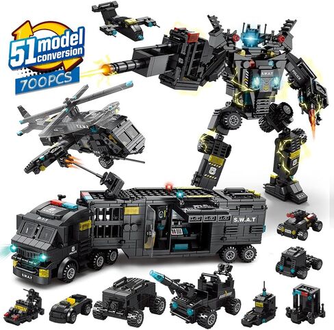 iloveee 51 in 1 Robot STEM Building Blocks Toys for Boys Age 8-12, Educational Learning Building Bricks Truck Kit, Gifts for 6 7 8 9 10 11 13 Years Old Kids, Engineering Erector Set 700PCS… in Saudi Arabia