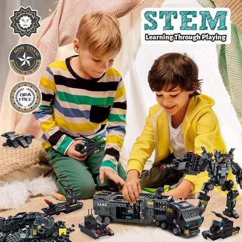 iloveee 51 in 1 Robot STEM Building Blocks Toys for Boys Age 8-12, Educational Learning Building Bricks Truck Kit, Gifts for 6 7 8 9 10 11 13 Years Old Kids, Engineering Erector Set 700PCS… in Saudi Arabia