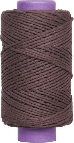 Crafteza Dark Brown Macrame Cord 4mm X 688 feet Single Strand Macrame Cord Made in India - 100% Natural Virgin Cotton Cord - Colored Rope for Crafts Perfect for DIY Macrame Crafts - Soft Macrame Yarn in Saudi Arabia