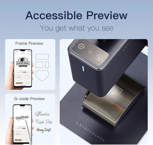 LaserPecker 2 نقش بالليزر، آلة نقش بالليزر مع قاطع نقش ليزر محمول بأسطوانة، آلة حفر ليزر محمولة على سطح المكتب للجلد المعدني المطلي - مع صندوق تخزين/بنك طاقة in Kuwait