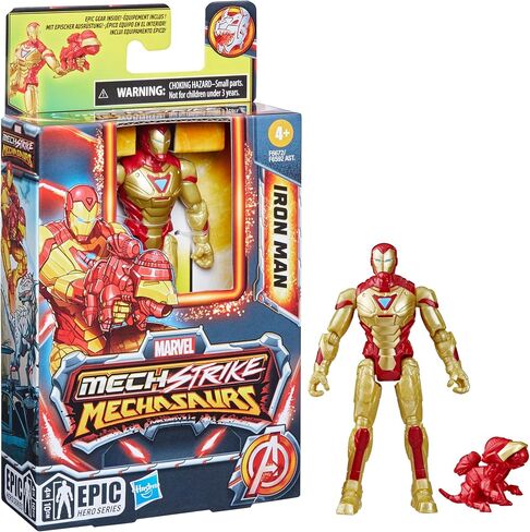Marvel Mech Strike Mechasaurs Iron Man Action Figure, 4-Inch, with Weapon Accessory, Toys for Kids Ages 4 and Up, Medium in Saudi Arabia