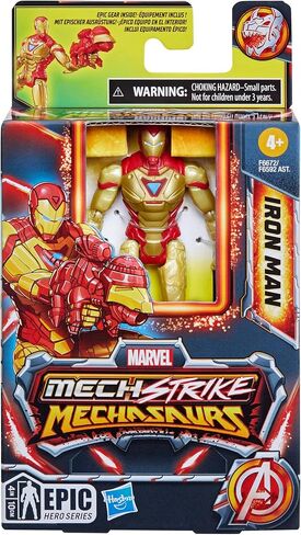 Marvel Mech Strike Mechasaurs Iron Man Action Figure, 4-Inch, with Weapon Accessory, Toys for Kids Ages 4 and Up, Medium in Saudi Arabia