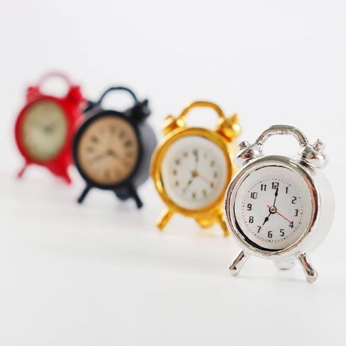 4 Pieces Miniature Alarms Mini Clock Models for DIY Craft Minihouse Accessories 1:12 Scale Miniature Scene Cute Tiny Alarm Clocks in Saudi Arabia