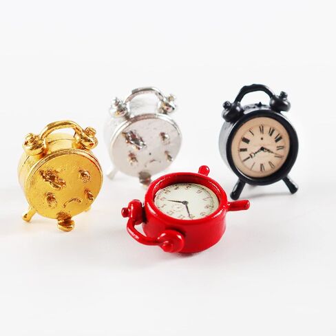 4 Pieces Miniature Alarms Mini Clock Models for DIY Craft Minihouse Accessories 1:12 Scale Miniature Scene Cute Tiny Alarm Clocks in Saudi Arabia