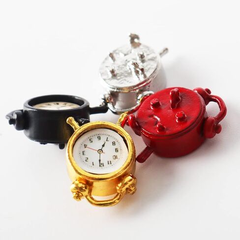 4 Pieces Miniature Alarms Mini Clock Models for DIY Craft Minihouse Accessories 1:12 Scale Miniature Scene Cute Tiny Alarm Clocks in Saudi Arabia