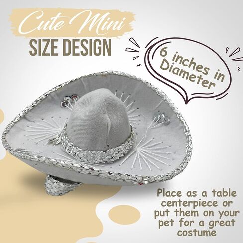 قبعة سومبريرو مكسيكية صغيرة الحجم من ياجوا مارياتشي بمقاس 15.24 سم، مناسبة للحفلات المكسيكية أو الكلاب الصغيرة أو القطط الصغيرة (مجموعة متنوعة من 3 قطع) in Kuwait