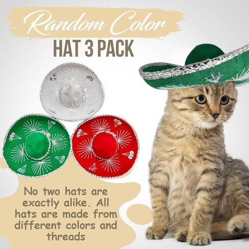 قبعة سومبريرو مكسيكية صغيرة الحجم من ياجوا مارياتشي بمقاس 15.24 سم، مناسبة للحفلات المكسيكية أو الكلاب الصغيرة أو القطط الصغيرة (مجموعة متنوعة من 3 قطع) in Kuwait