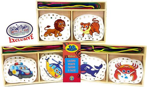 Matty's Toy Stop Deluxe Lacing Shapes (10 Count) Vehicles, Fish & Jungle Animals Educational Gift Set Bundle - 3 Pack (30 Shapes Total) in Saudi Arabia