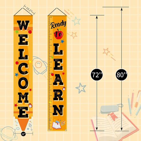 Whaline Welcome Back to School Porch Sign Banner, Back to School Party Classroom Door Hanging Decorations in Saudi Arabia