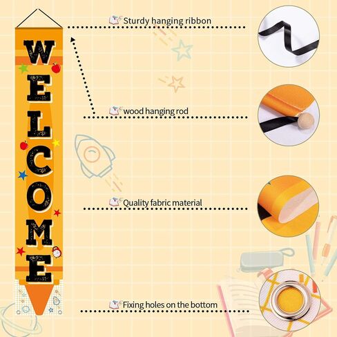 Whaline Welcome Back to School Porch Sign Banner, Back to School Party Classroom Door Hanging Decorations in Saudi Arabia