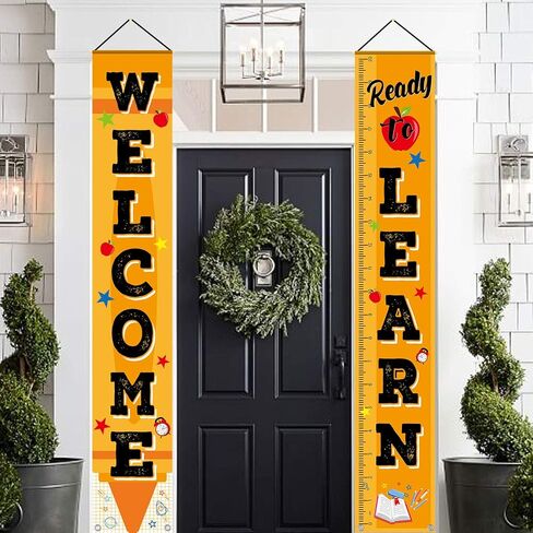 Whaline Welcome Back to School Porch Sign Banner, Back to School Party Classroom Door Hanging Decorations in Saudi Arabia