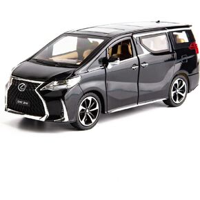 Model Car 1/24 Lexus LM300 Alloy Pull Back Metal Collectible Toy Car with Light and Sound Toy Vehicle Door Can be Opened, Gift Black.